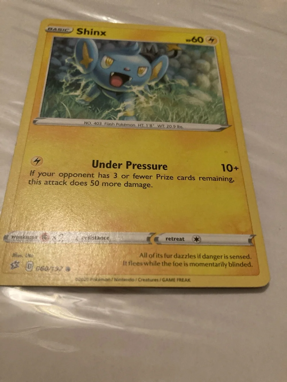 Had a dent on it, see in pictures Pokemon Shinx Yellow Lightning Energy Card